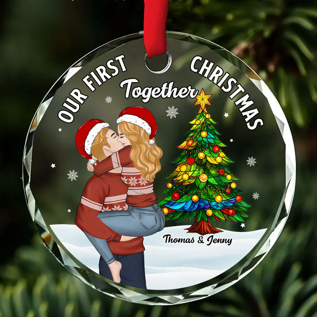 You Are My Beautiful World - Personalized Custom Glass OrnamentĀ - Image 2