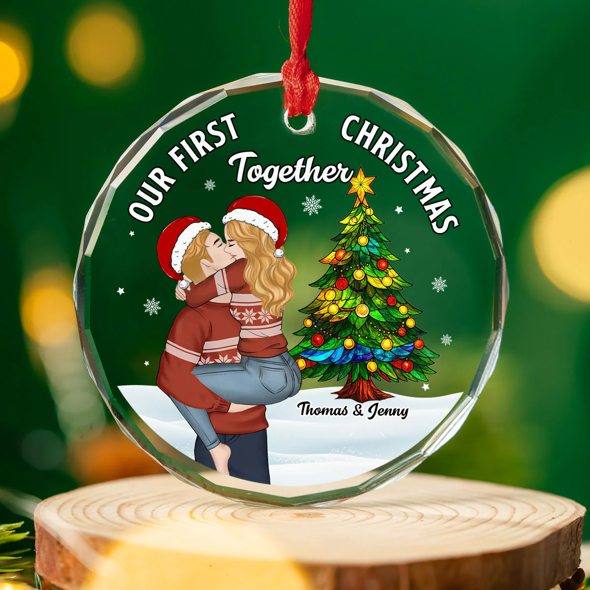 You Are My Beautiful World - Personalized Custom Glass OrnamentĀ - Image 3