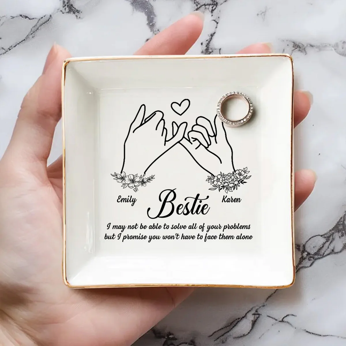 You Are My Bestie - Personalized Custom Jewelry Dish - Image 2