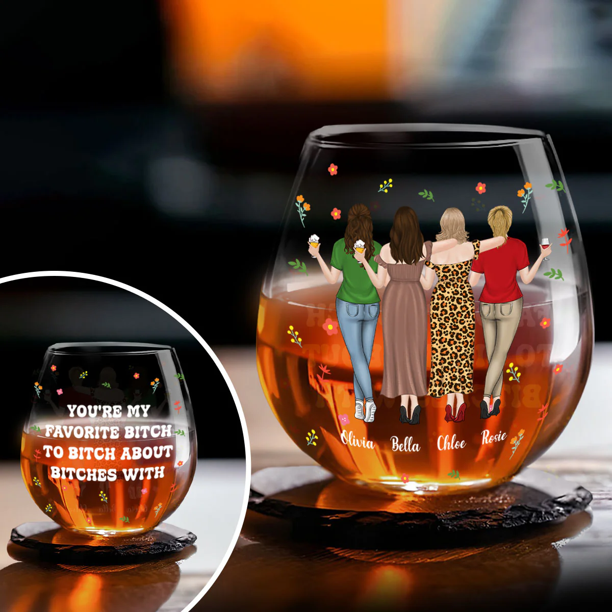 You Are My Favorite Bestie - Personalized Custom Wine Glass - Image 3