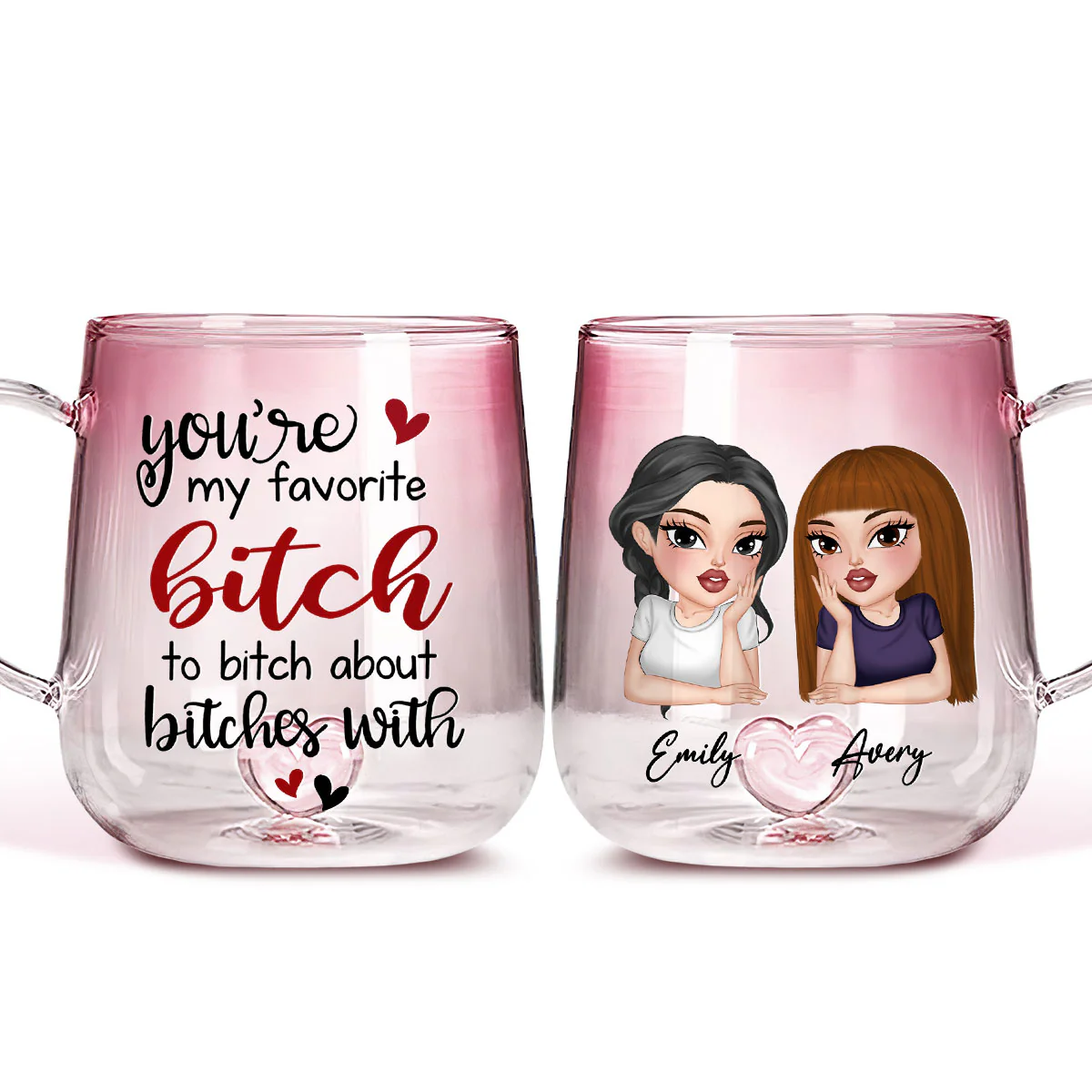You Are My Favorite - Personalized Custom Pink Gradient Glass Mug - Image 4
