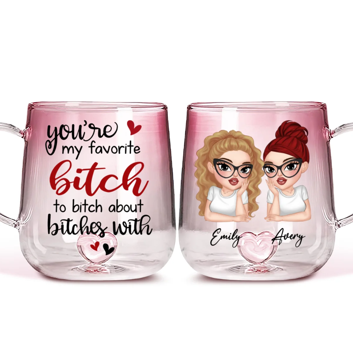 You Are My Favorite - Personalized Custom Pink Gradient Glass Mug - Image 7