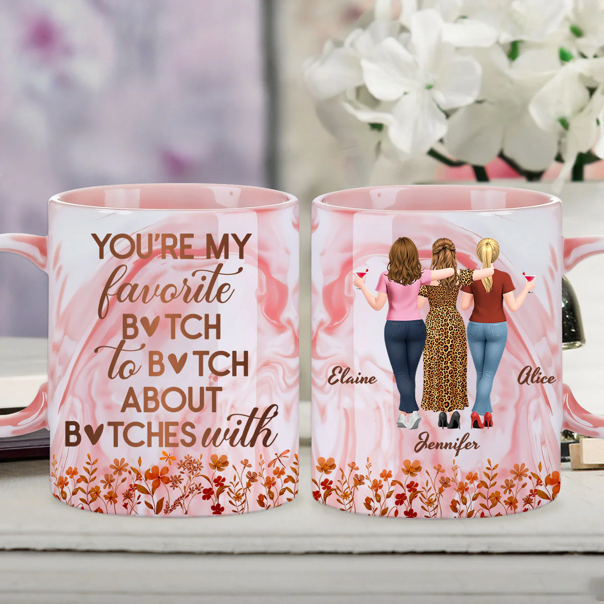 You Are My Favorite - Personalized Custom Pink Marble Mug - Image 3