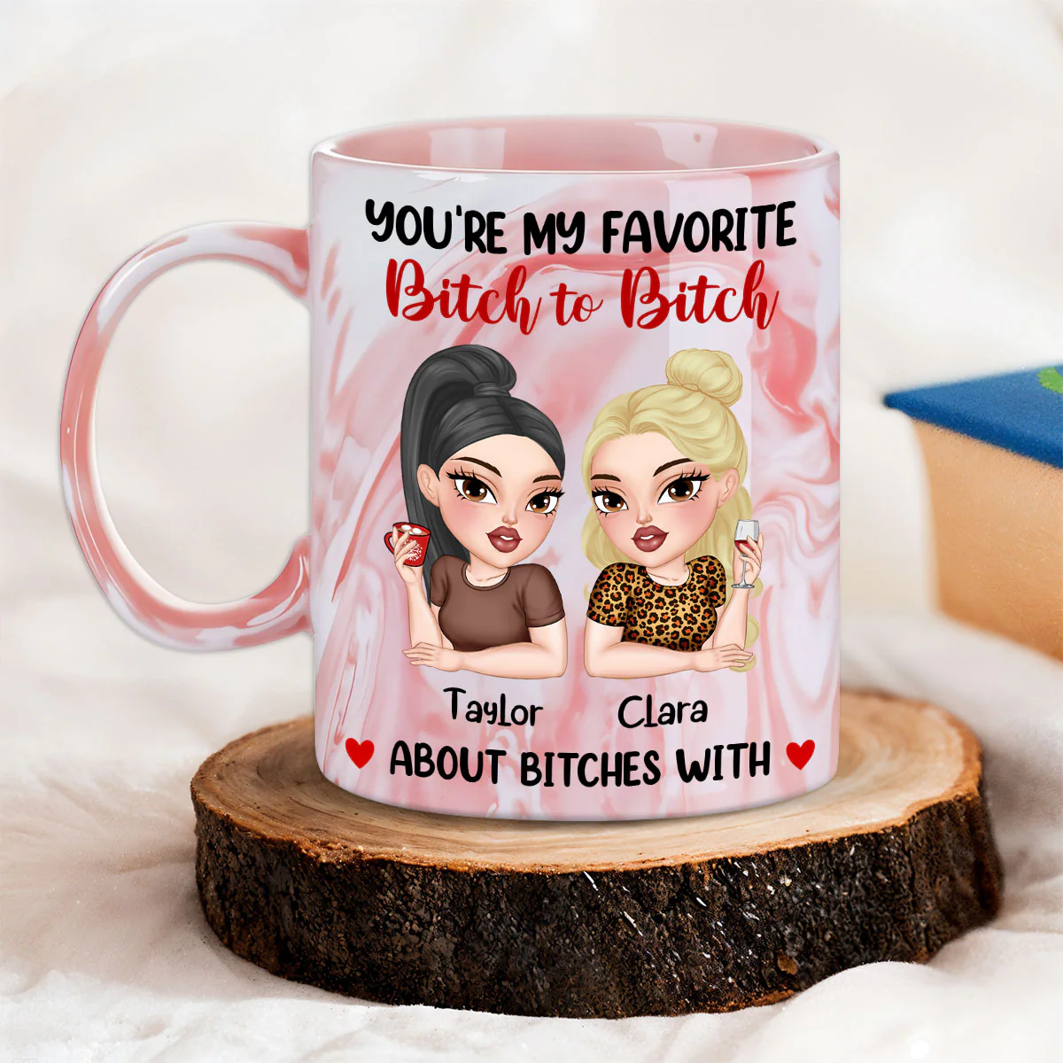 You Are My Go To Gossip Queen- Personalized Custom Pink Marble Mug - Image 4