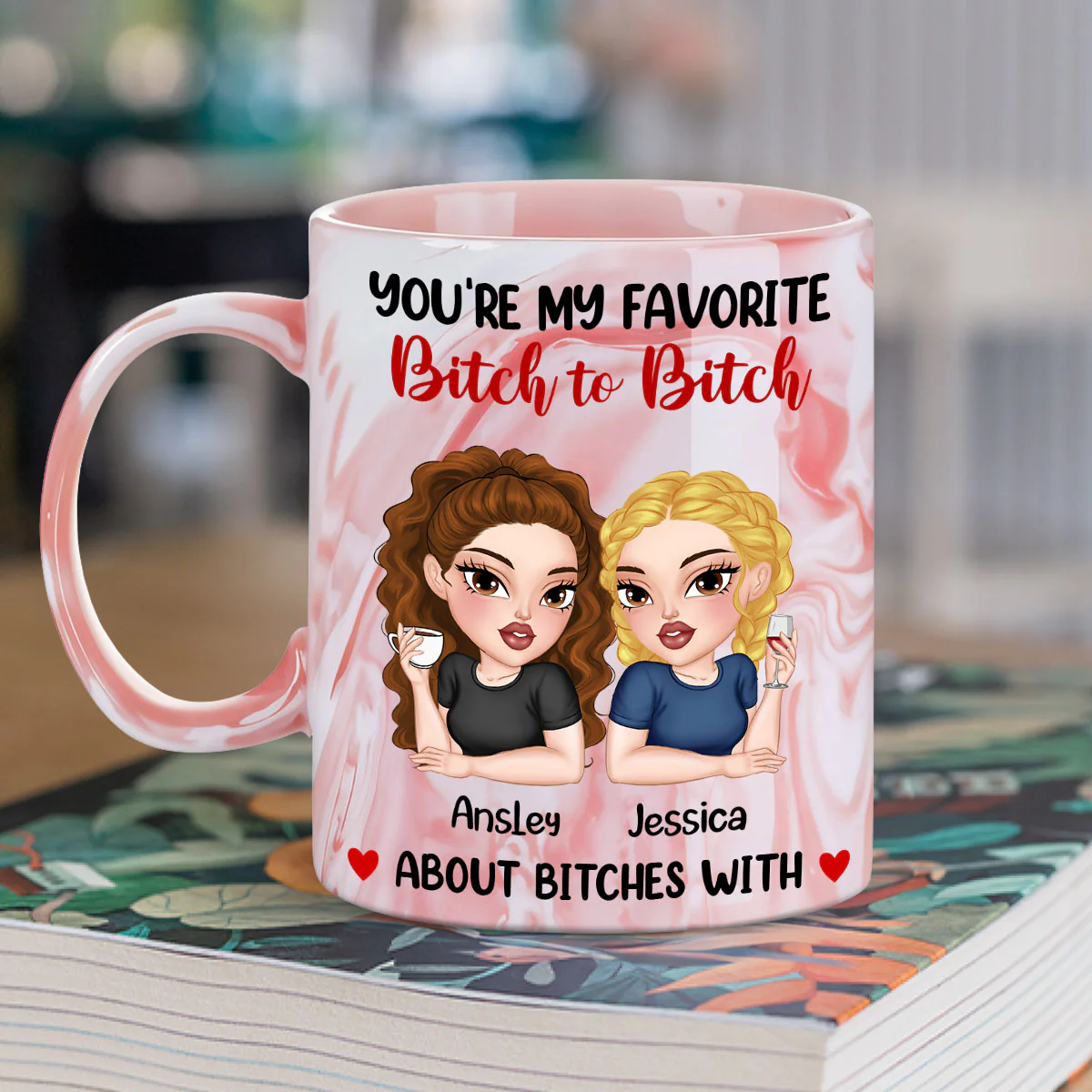 You Are My Go To Gossip Queen- Personalized Custom Pink Marble Mug - Image 5