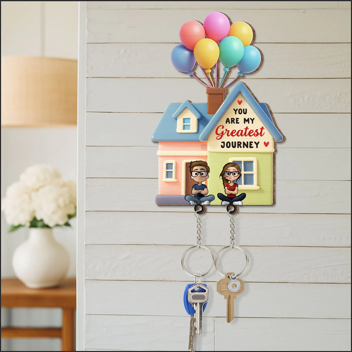 You Are My Greatest Journey - Personalized Custom Wooden Key Holder With Keychain - Image 3