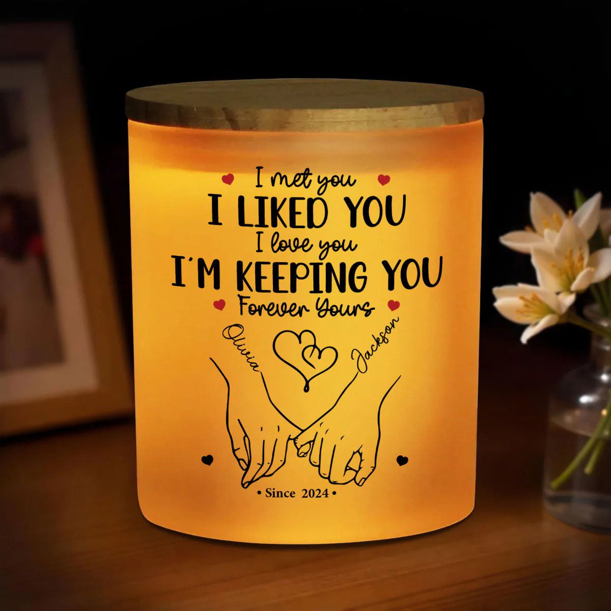 You Are My Happy Place - Personalized Custom Glass Jar With LED Candle