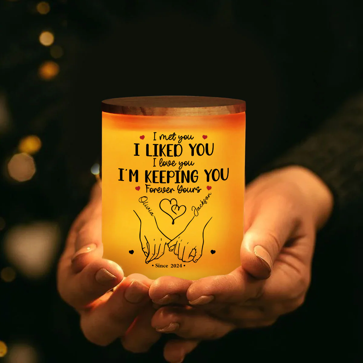 You Are My Happy Place - Personalized Custom Glass Jar With LED Candle - Image 3