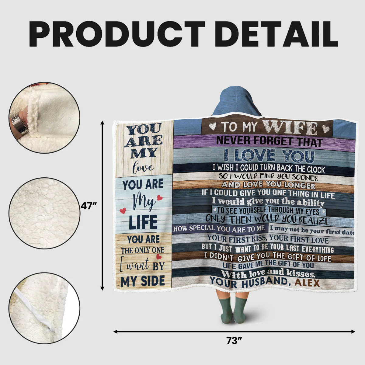 You Are My Love - Personalized Custom Hooded Blanket - Image 5