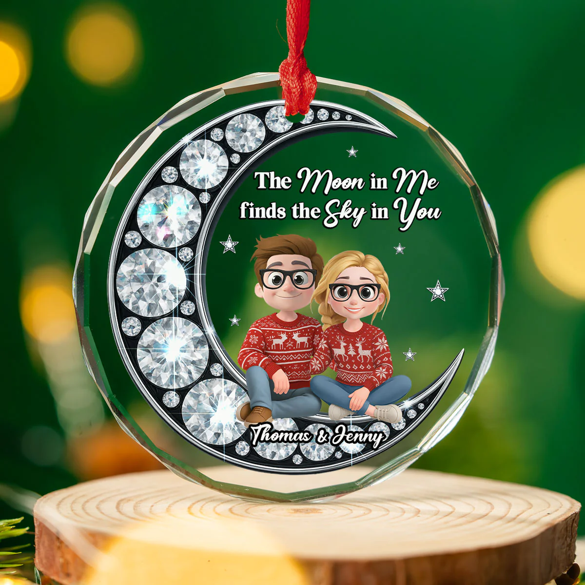 You Are My Midnight Peace - Personalized Custom Glass Ornament - Image 6