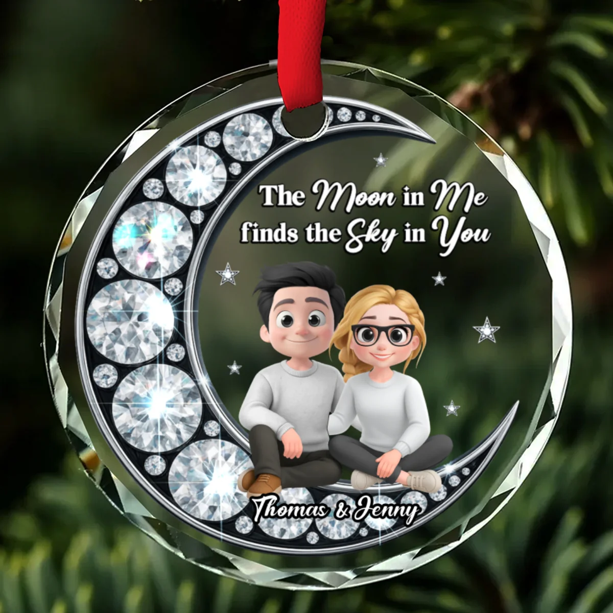 You Are My Midnight Peace - Personalized Custom Glass Ornament - Image 7
