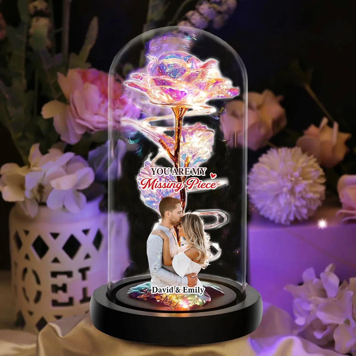 You Are My Missing Piece - Personalized Custom Sparkly Rose - Image 3