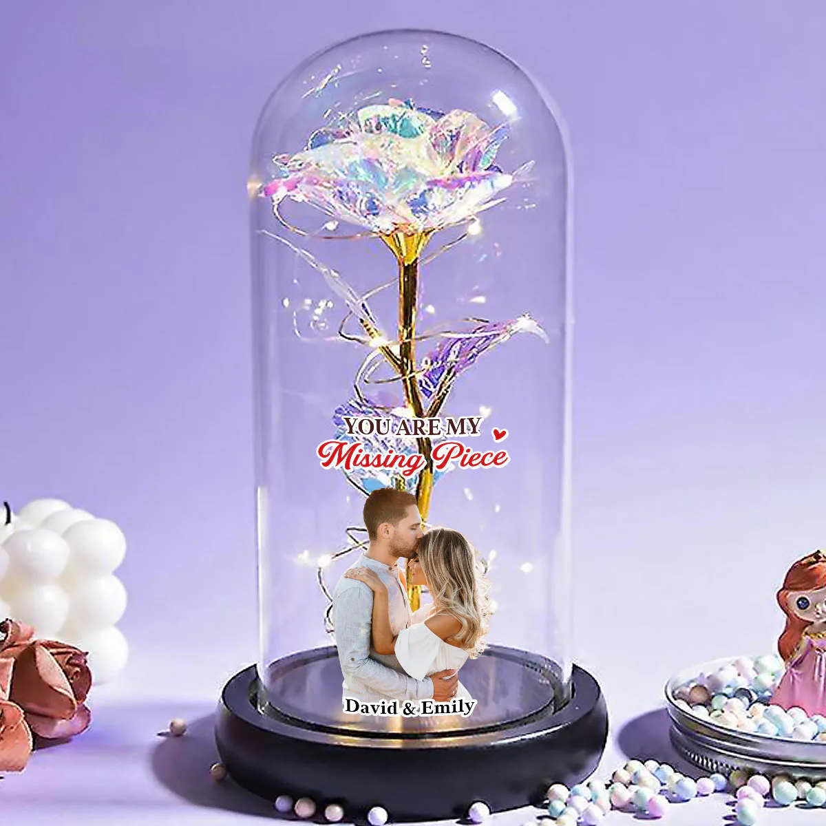 You Are My Missing Piece - Personalized Custom Sparkly Rose - Image 4