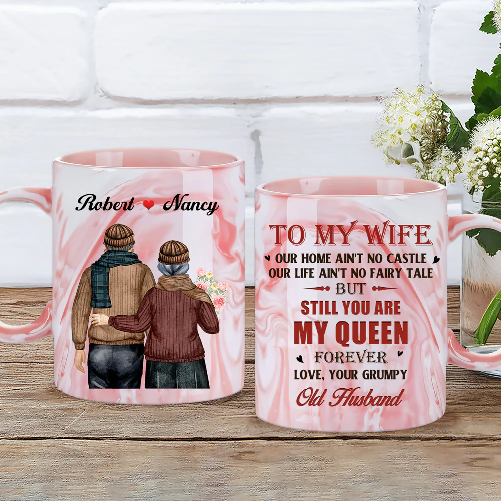 You Are My Queen Forever - Personalized Custom Pink Marble Mug - Image 4