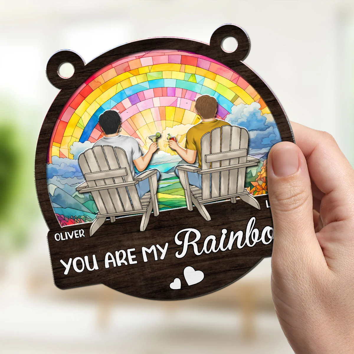 You Are My Rainbow - Personalized Custom Suncatcher - Image 4