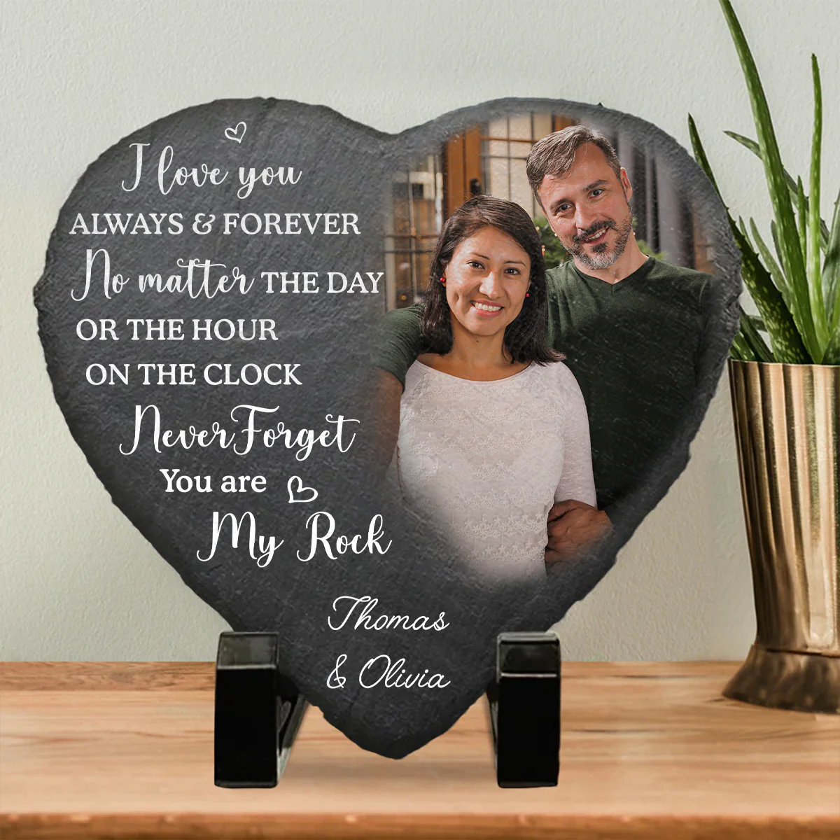 You Are My Rock - Personalized Custom Heart Shaped Stone - Image 2