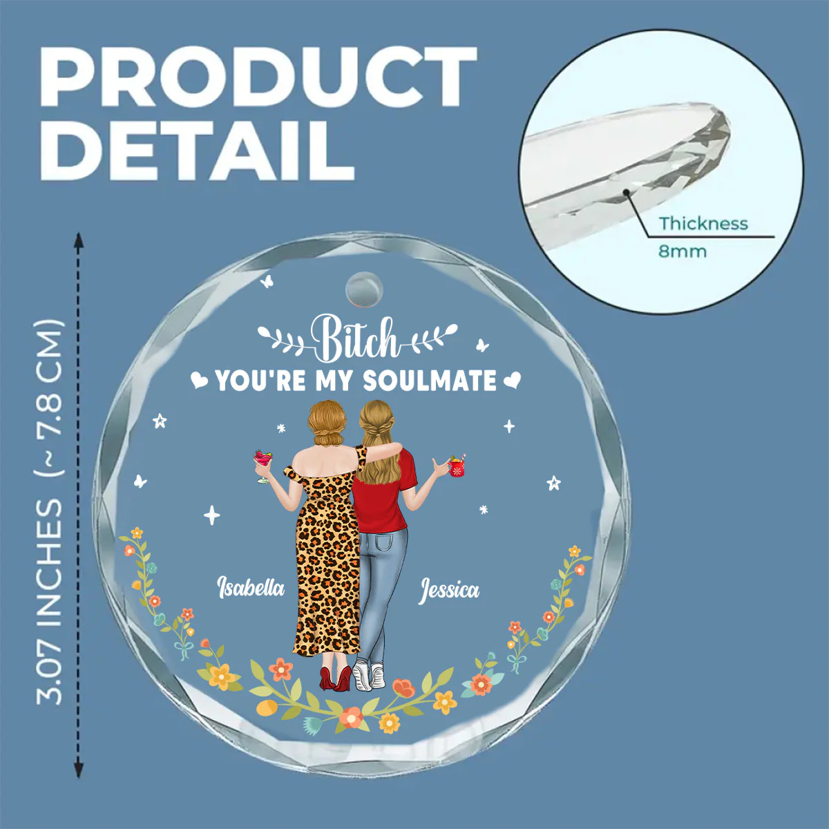 You Are My Soul Mate - Personalized Custom Glass Ornament - Image 5