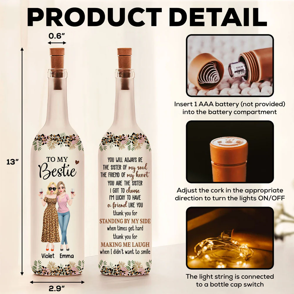You Are My Soul Sister Front View - Personalized Custom Bottle Lamp - Image 6