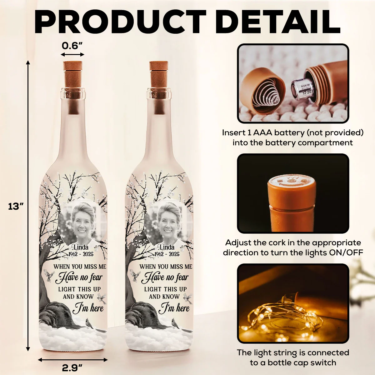 Have No Fear - Personalized Custom Bottle Lamp - Image 6