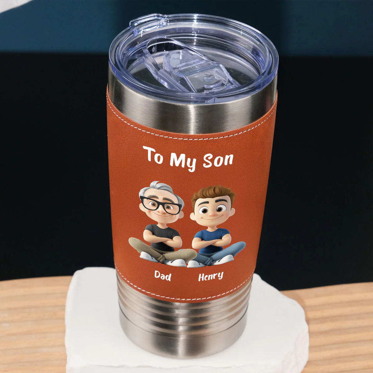 You Are Special - Personalized Custom Leather Tumbler - Image 5