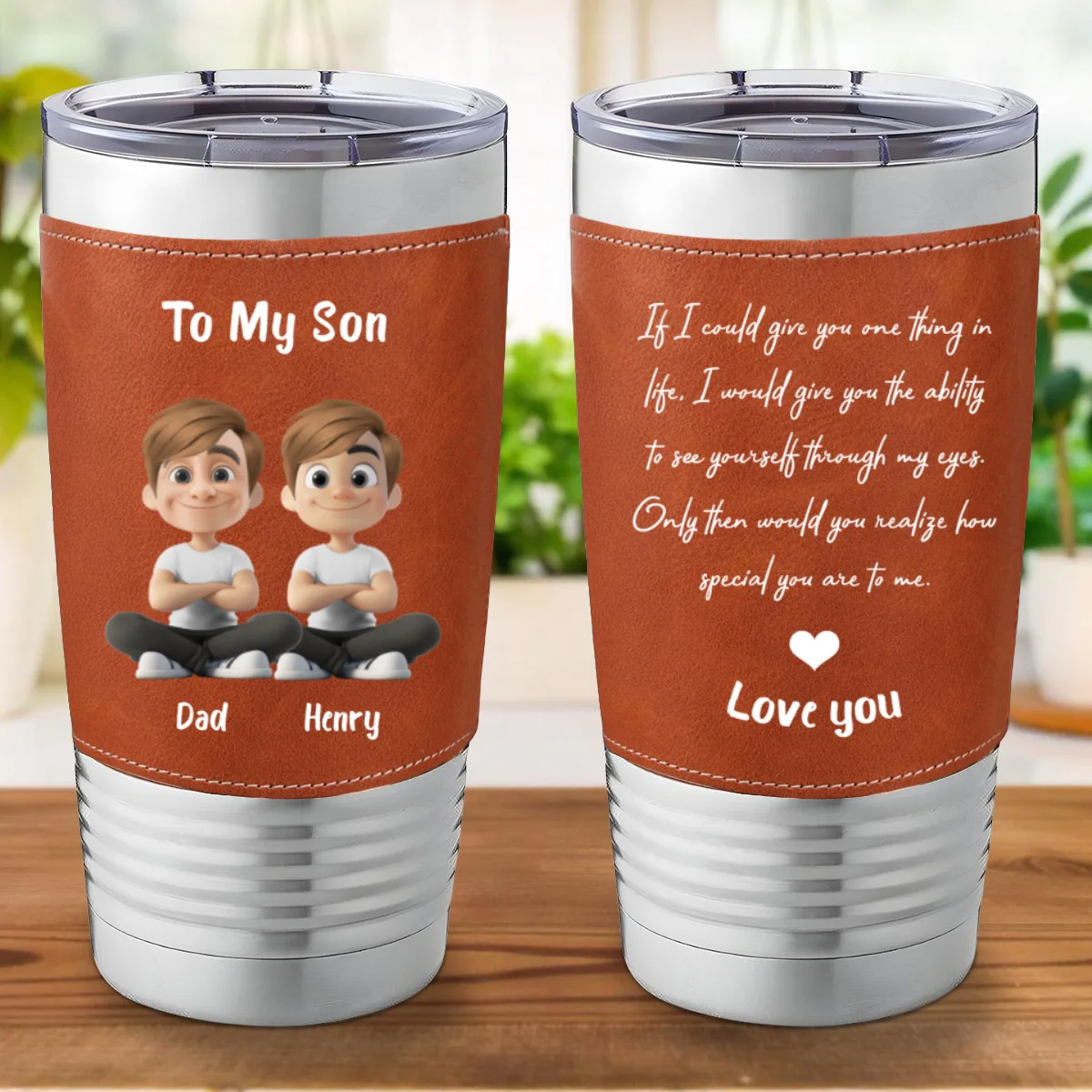 You Are Special - Personalized Custom Leather Tumbler - Image 7