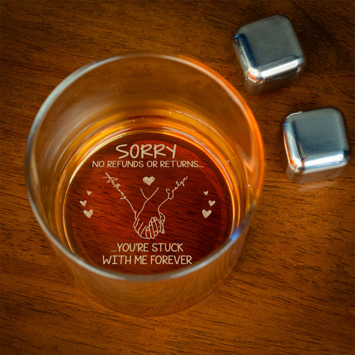 You Are Stuck With Me Forever - Personalized Custom Engraved Whiskey Glass - Image 2