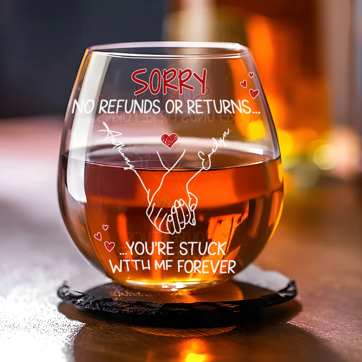 You Are Stuck With Me Forever - Personalized Custom Wine Glass - Image 4