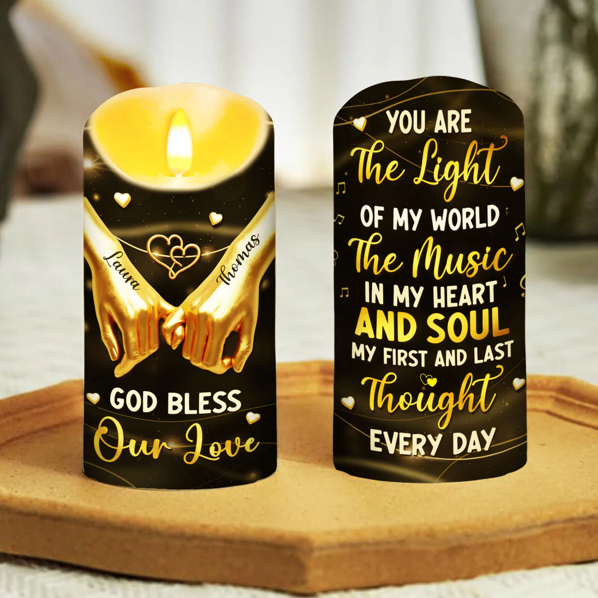 You Are The Light Of My World - Personalized Custom LED Candle - Image 4