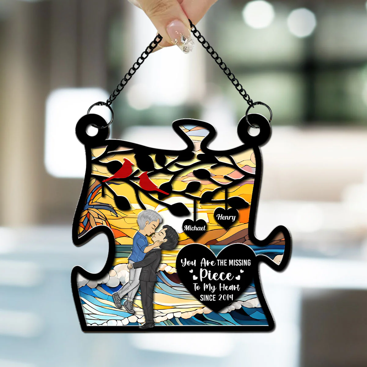 You Are The Missing Piece - Personalized Custom Suncatcher - Image 2