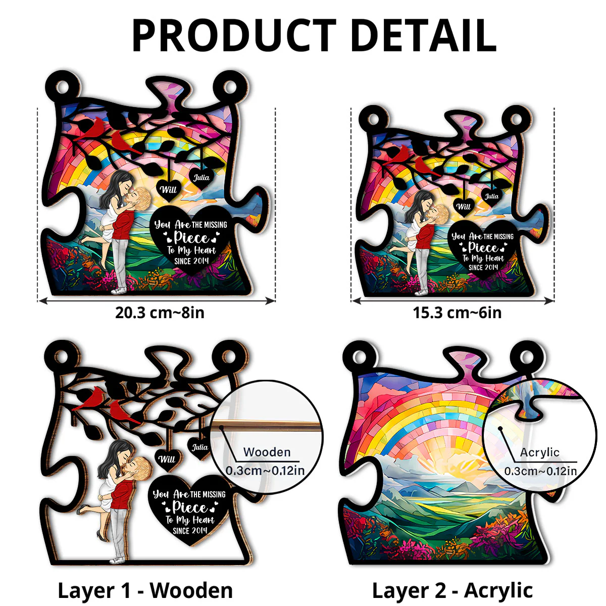 You Are The Missing Piece - Personalized Custom Suncatcher - Image 4