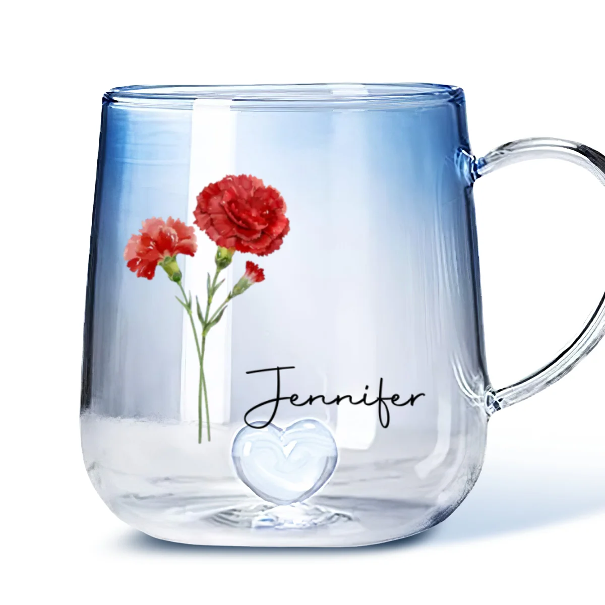 You Are The Most Beautiful Flower - Personalized Custom Blue Gradient Glass Mug - Image 6