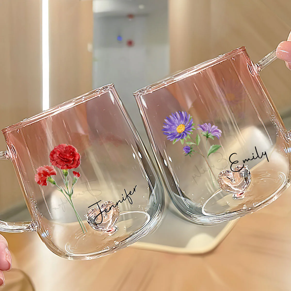 You Are The Most Beautiful Flower - Personalized Custom Pink Gradient Glass Mug - Image 2