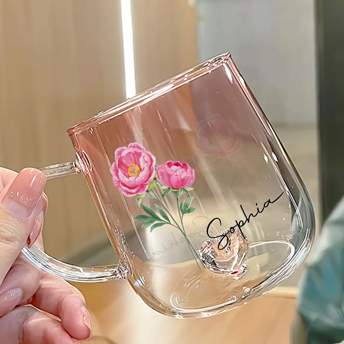 You Are The Most Beautiful Flower - Personalized Custom Pink Gradient Glass Mug - Image 4