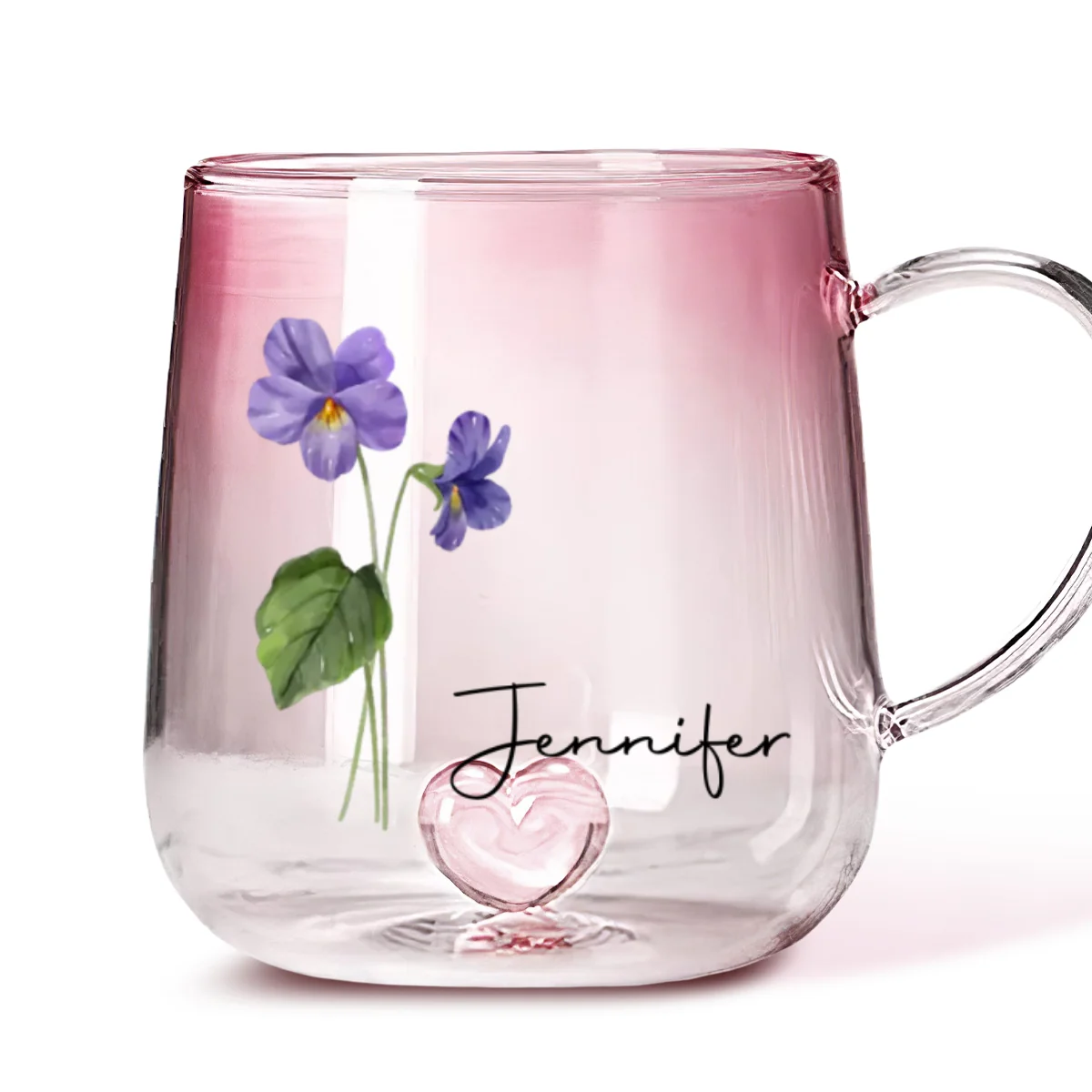 You Are The Most Beautiful Flower - Personalized Custom Pink Gradient Glass Mug - Image 7