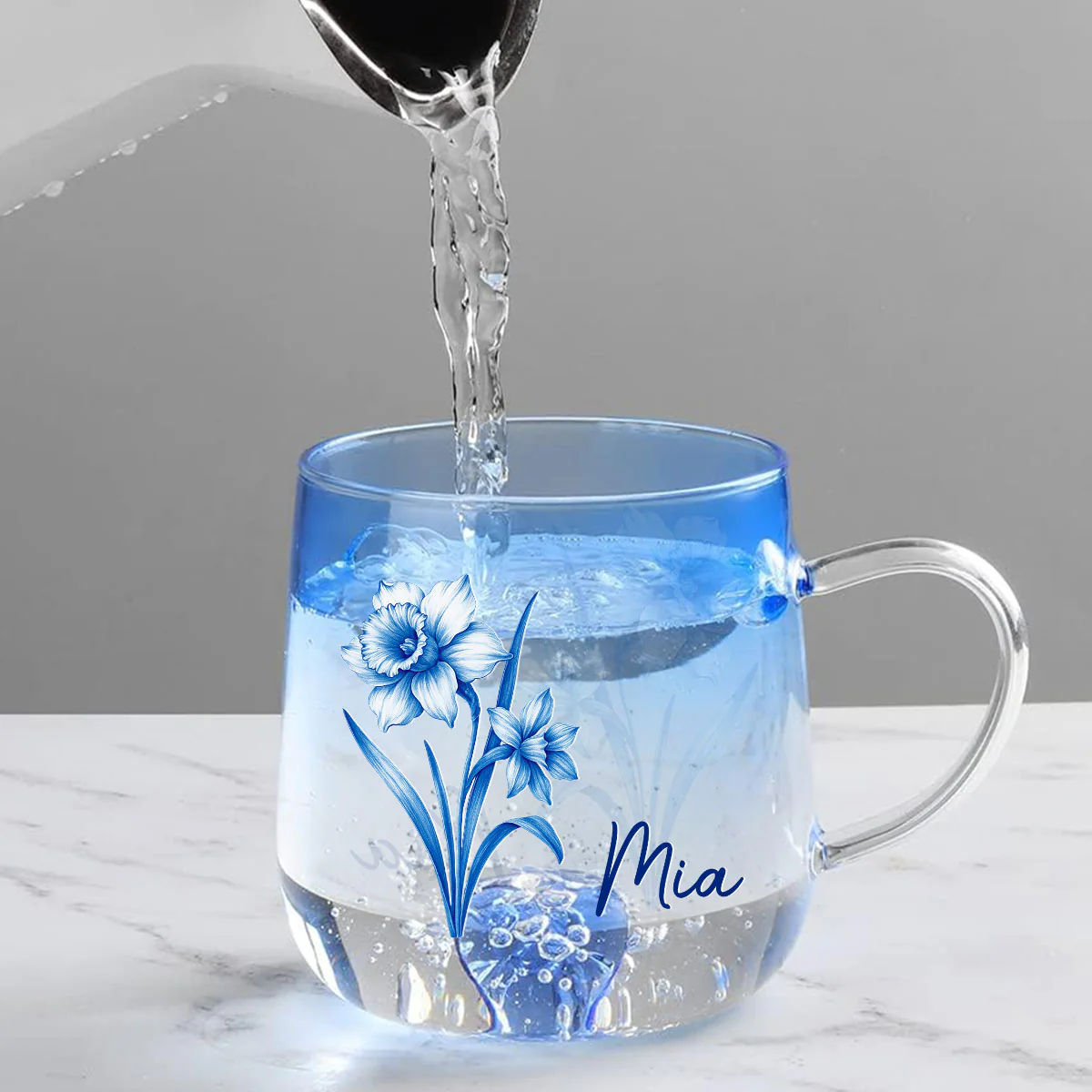 You Are The Most Beautiful - Personalized Custom Blue Gradient Glass Mug - Image 2