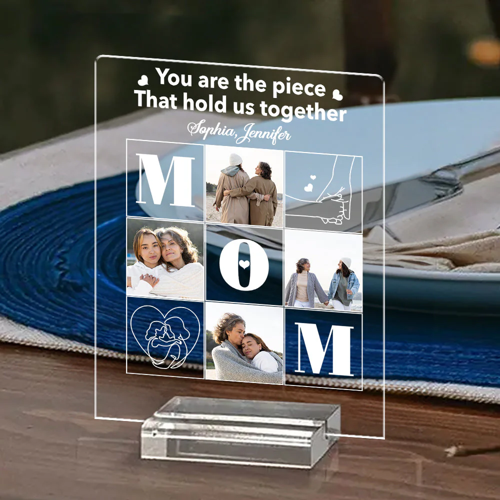 You Are The Piece That Holds Us Together - Personalized Custom Acrylic Plaque With Base - Image 2