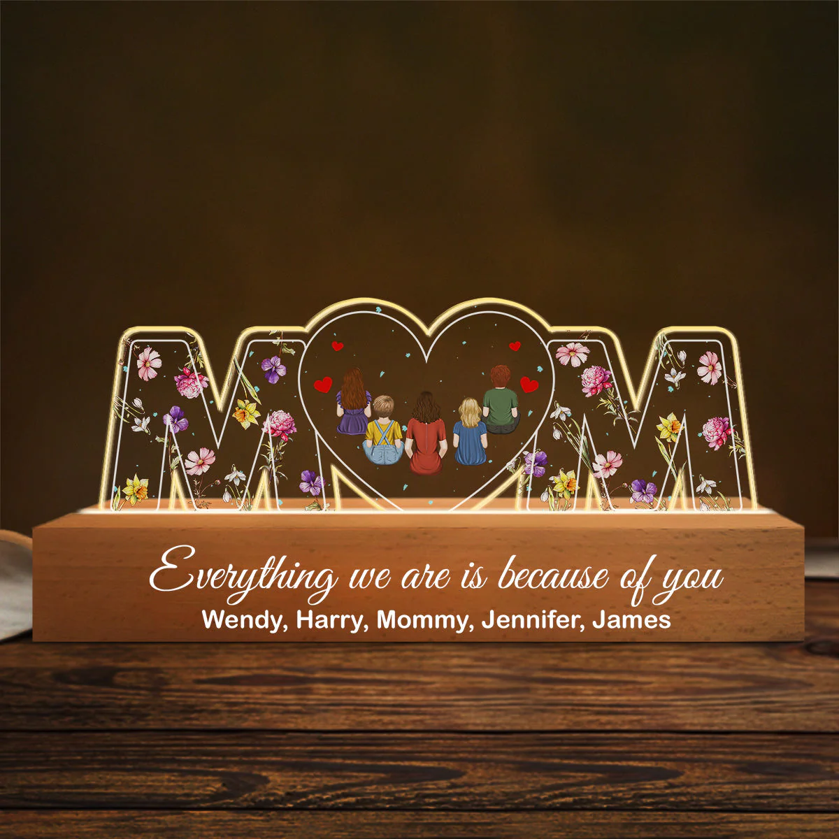 You Are The World Mom - Personalized Custom Acrylic Letters 3D LED Night Light - Image 3