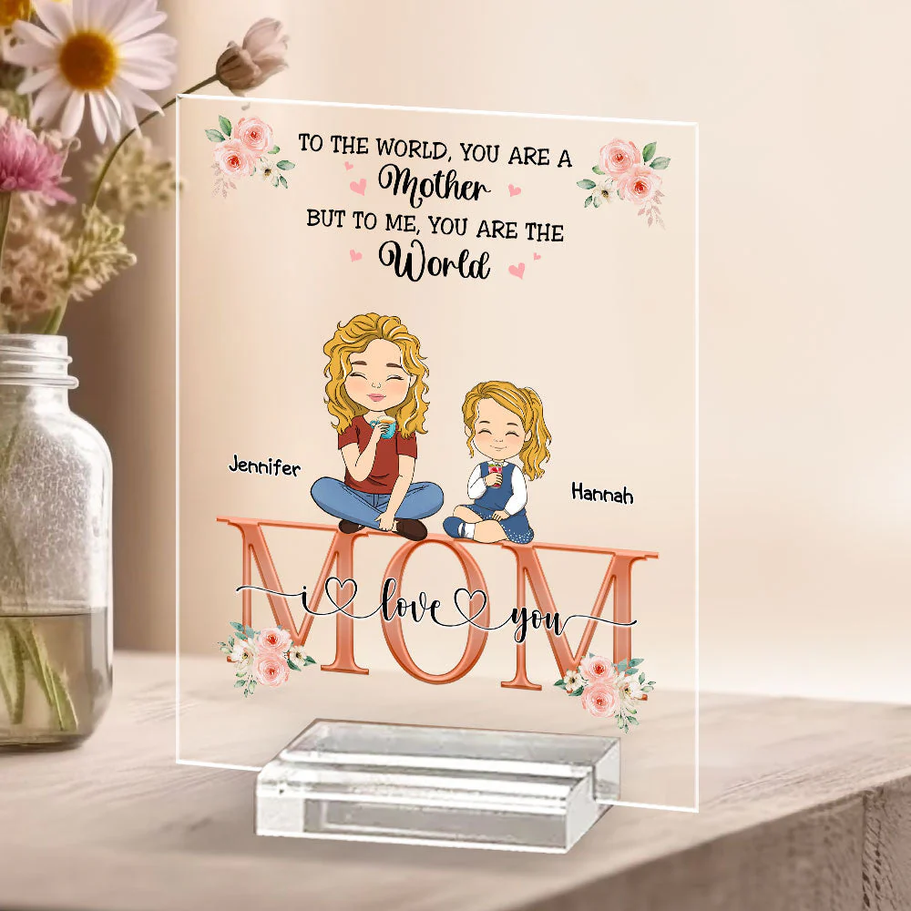 You Are The World - Personalized Custom Acrylic Plaque With Base - Image 3