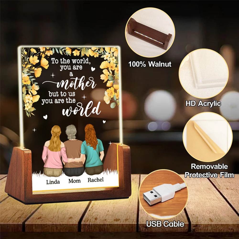 You Are The World - Personalized Custom Plaque With Walnut Base - Image 4