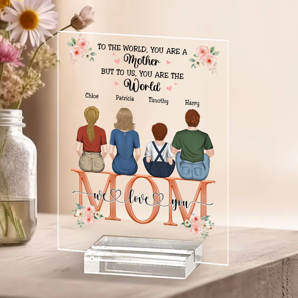 You Are The World To Us - Personalized Custom Acrylic Plaque With Base - Image 3