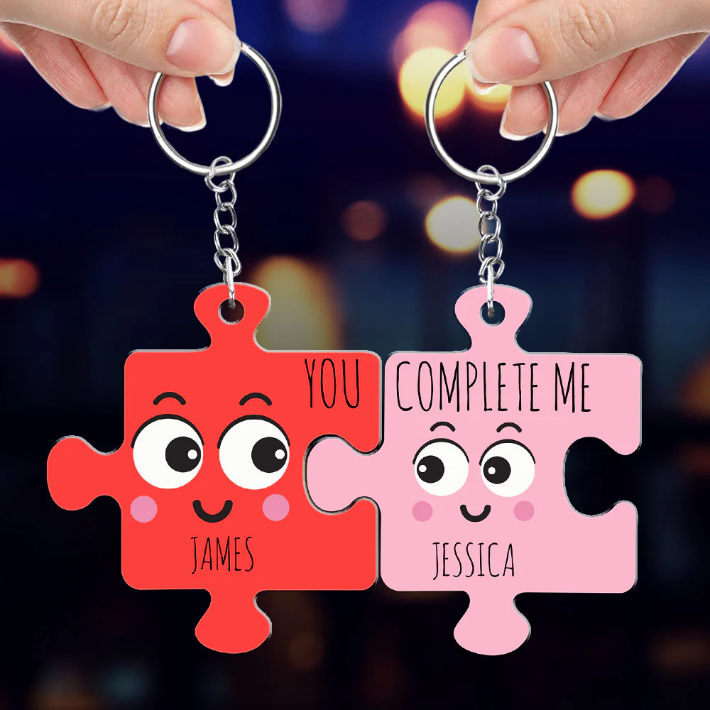 You Complete Me - Personalized Custom Couple Acrylic Keychain - Image 4