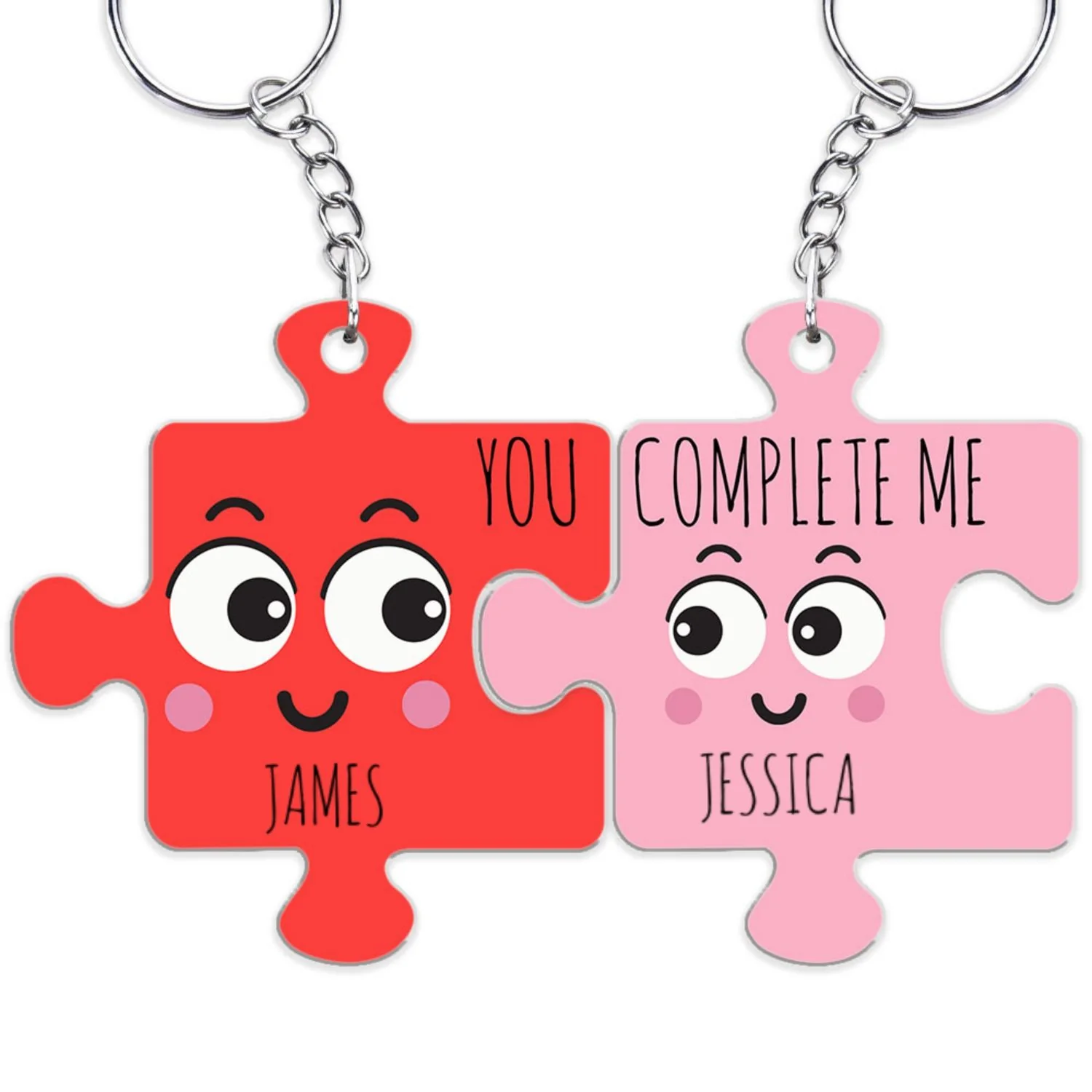 You Complete Me - Personalized Custom Couple Acrylic Keychain - Image 5