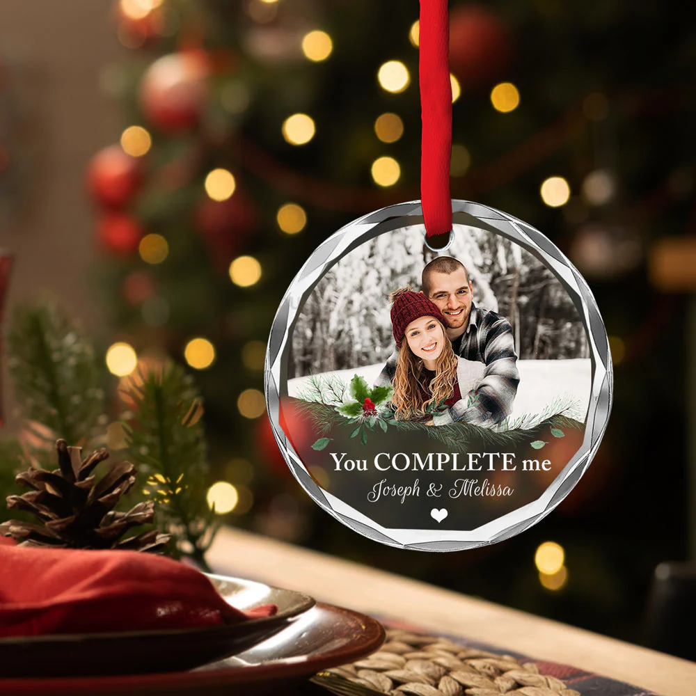 You Complete Me - Personalized Custom Glass Ornament - Image 3