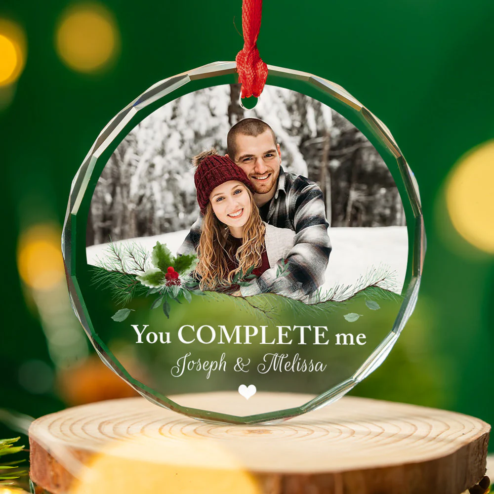 You Complete Me - Personalized Custom Glass Ornament - Image 4