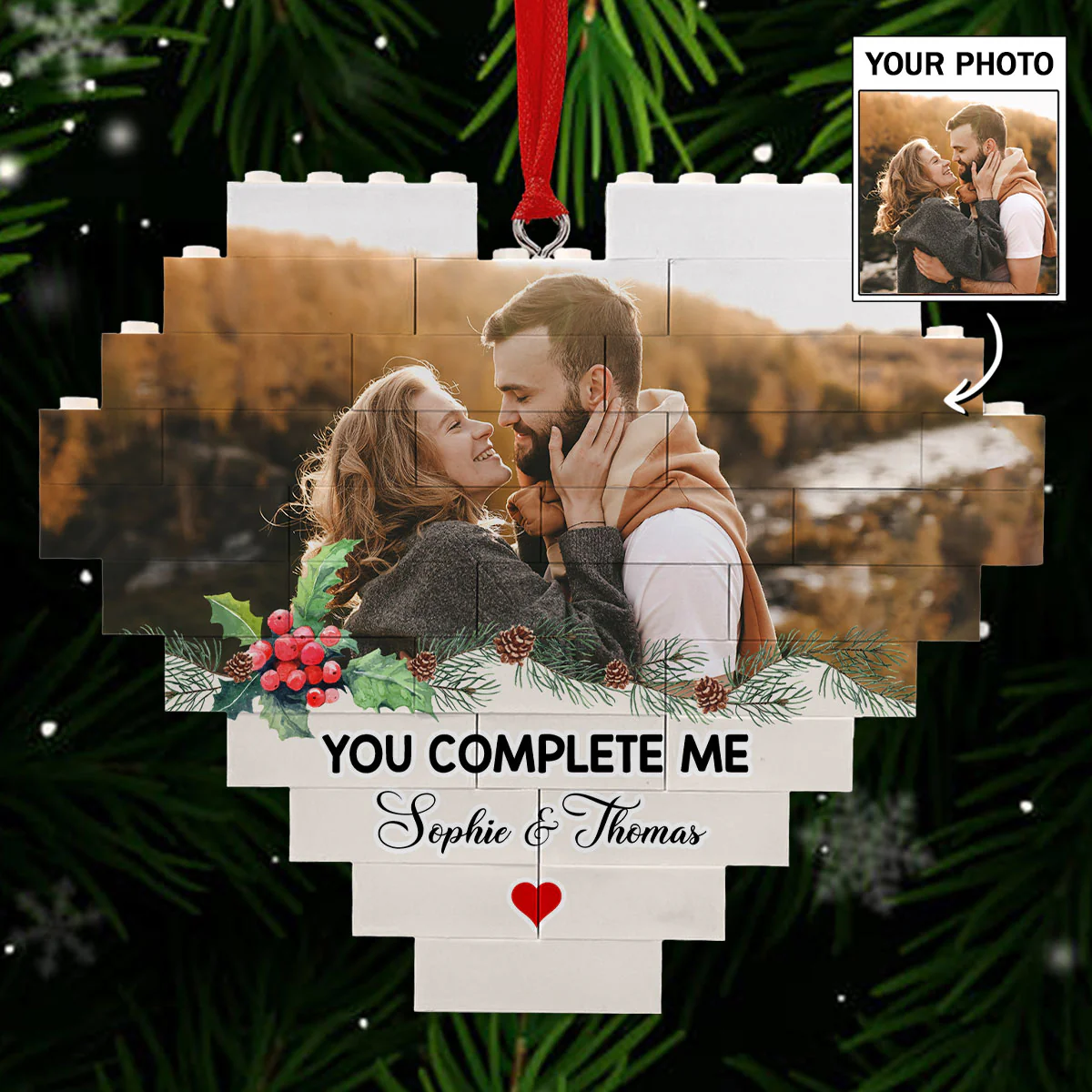 You Complete Me - Personalized Custom Heart Puzzle Ornament