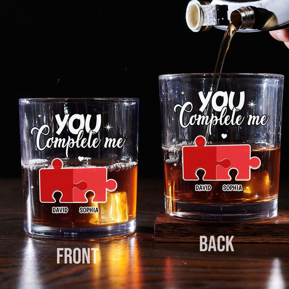 You Complete Me - Personalized Custom Whiskey Glass - Image 4