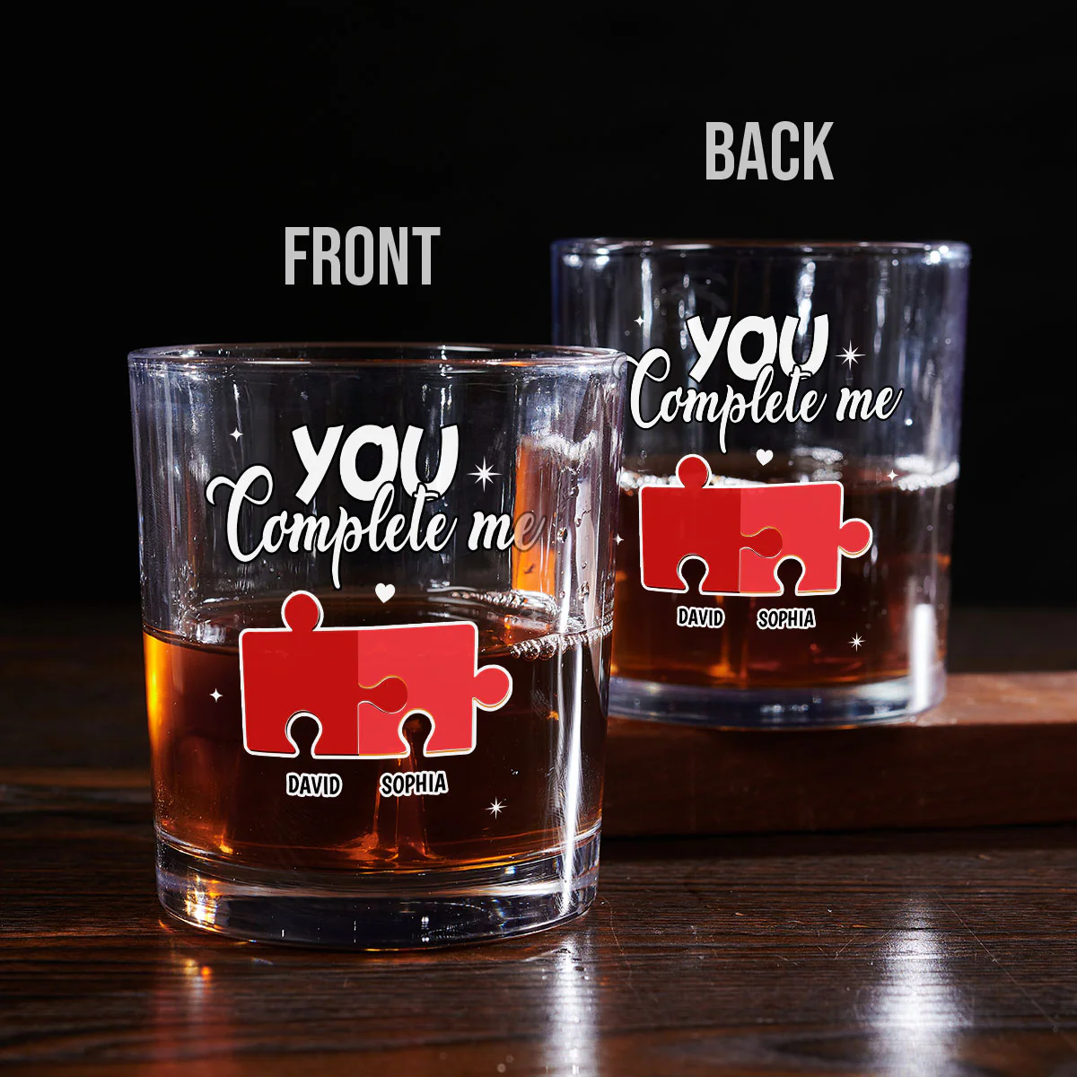You Complete Me - Personalized Custom Whiskey Glass - Image 5