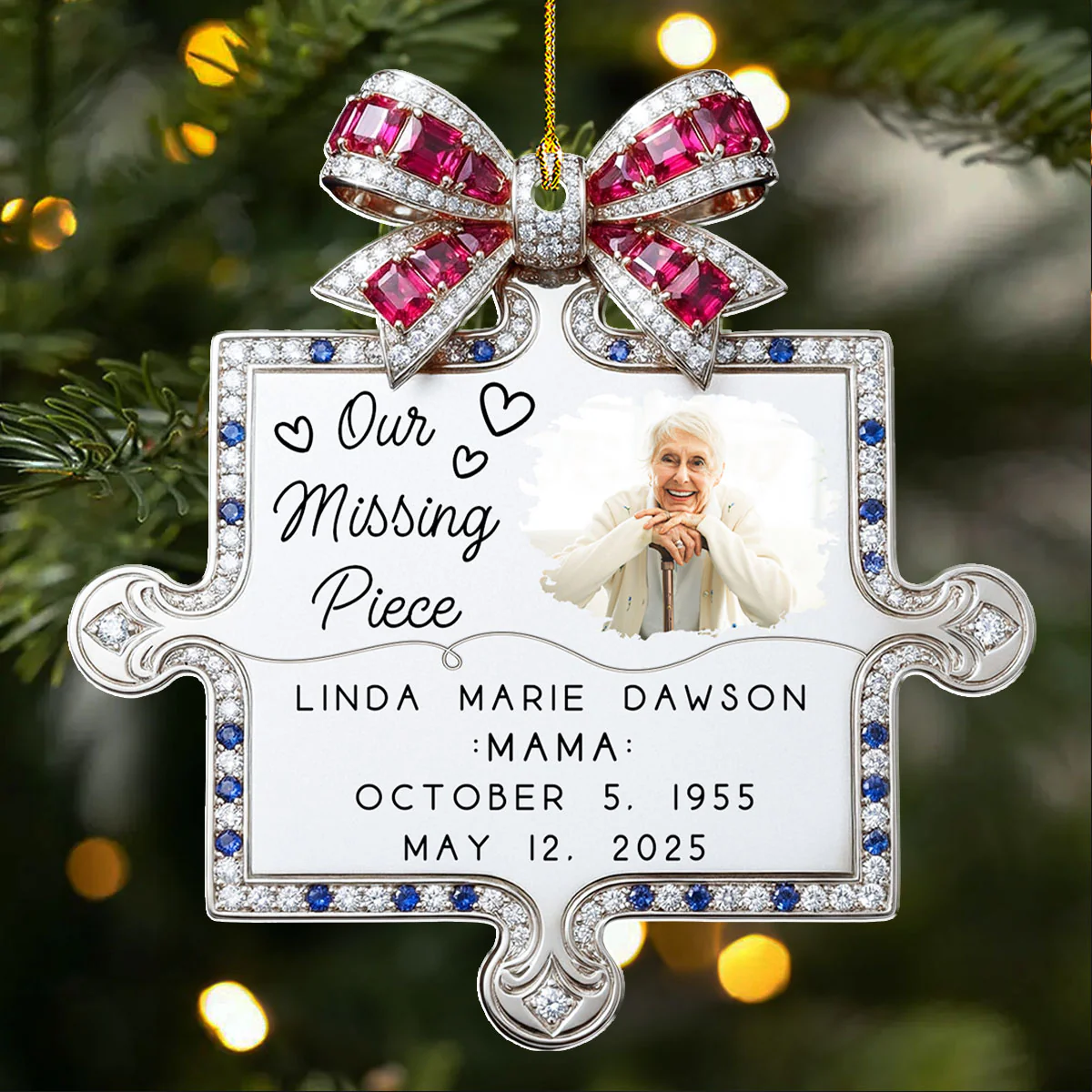 You Fit Our Hearts Perfectly - Personalized Custom Acrylic Ornament - Image 3
