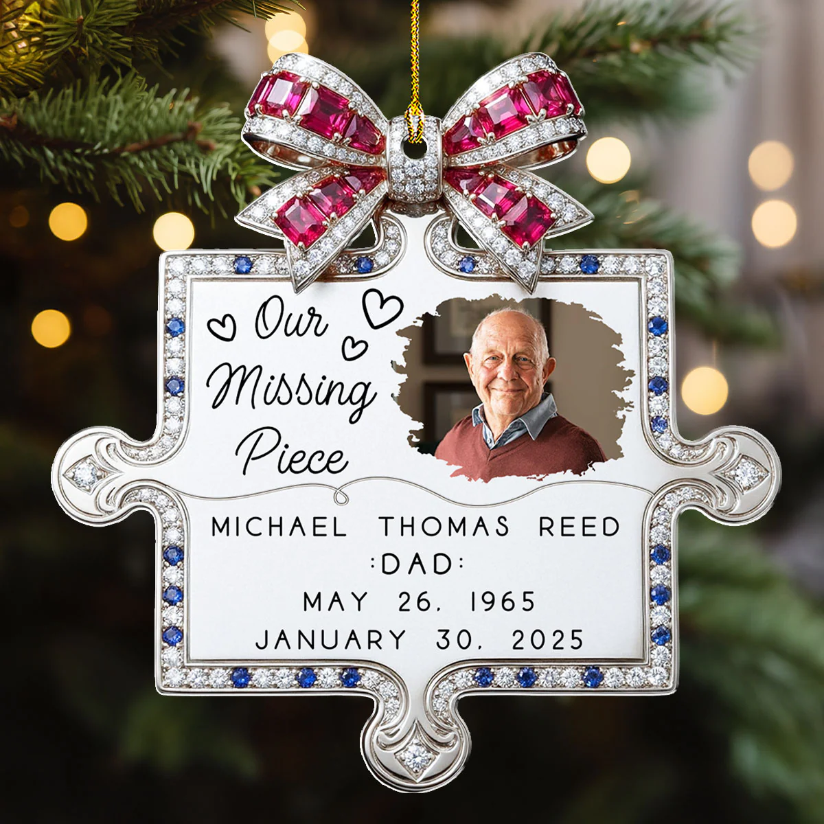 You Fit Our Hearts Perfectly - Personalized Custom Acrylic Ornament - Image 4
