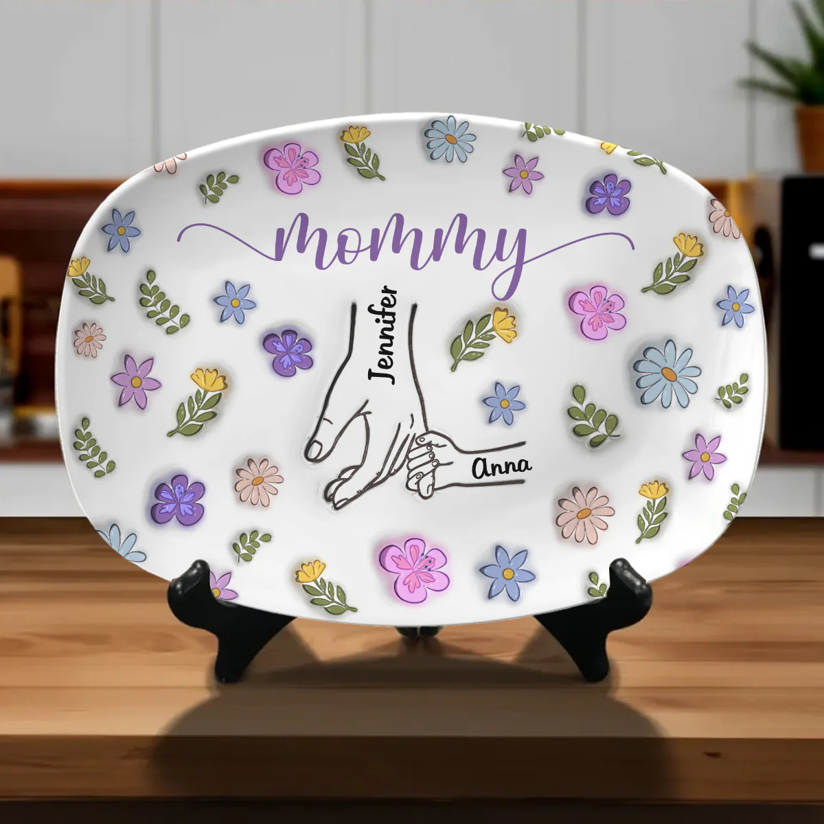 You Hold My Hand And My Heart - Personalized Custom 3D Inflated Effect Platter - Image 2